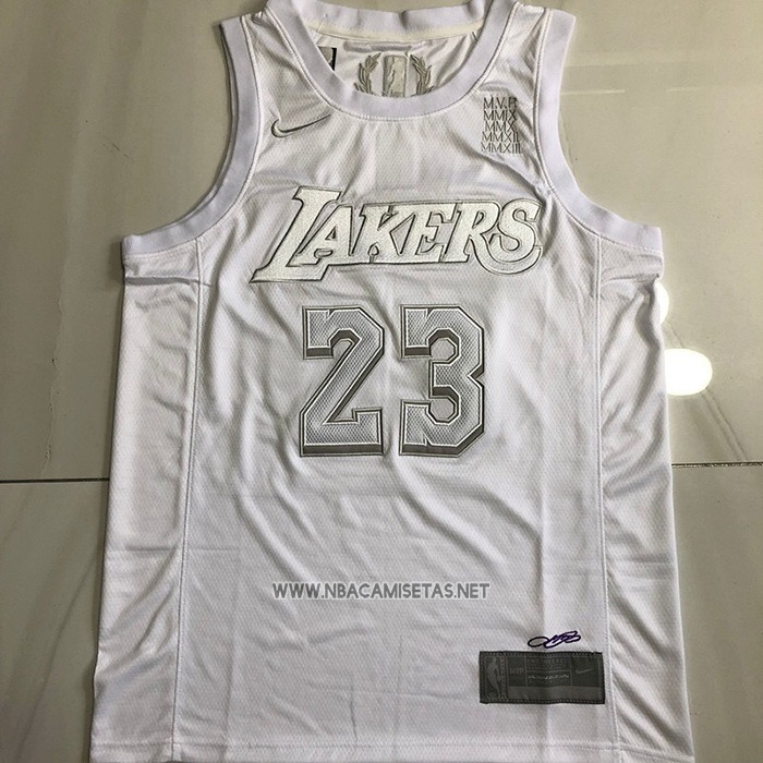 Camiseta Los Angeles Lakers LeBron James NO 23 MVP Blanco